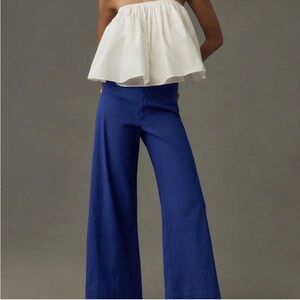 Anthropologie Maeve Blue High Rise Crop Wide leg Pants Size 29 NWOT